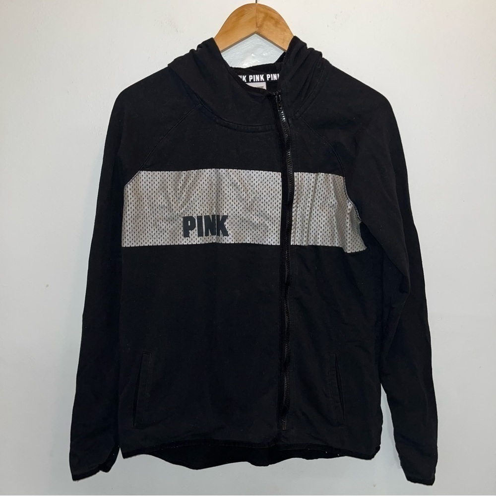 PINK Victoria’s Secret High Low Reflective Zip Up Hoodie Sweatshirt Size Small